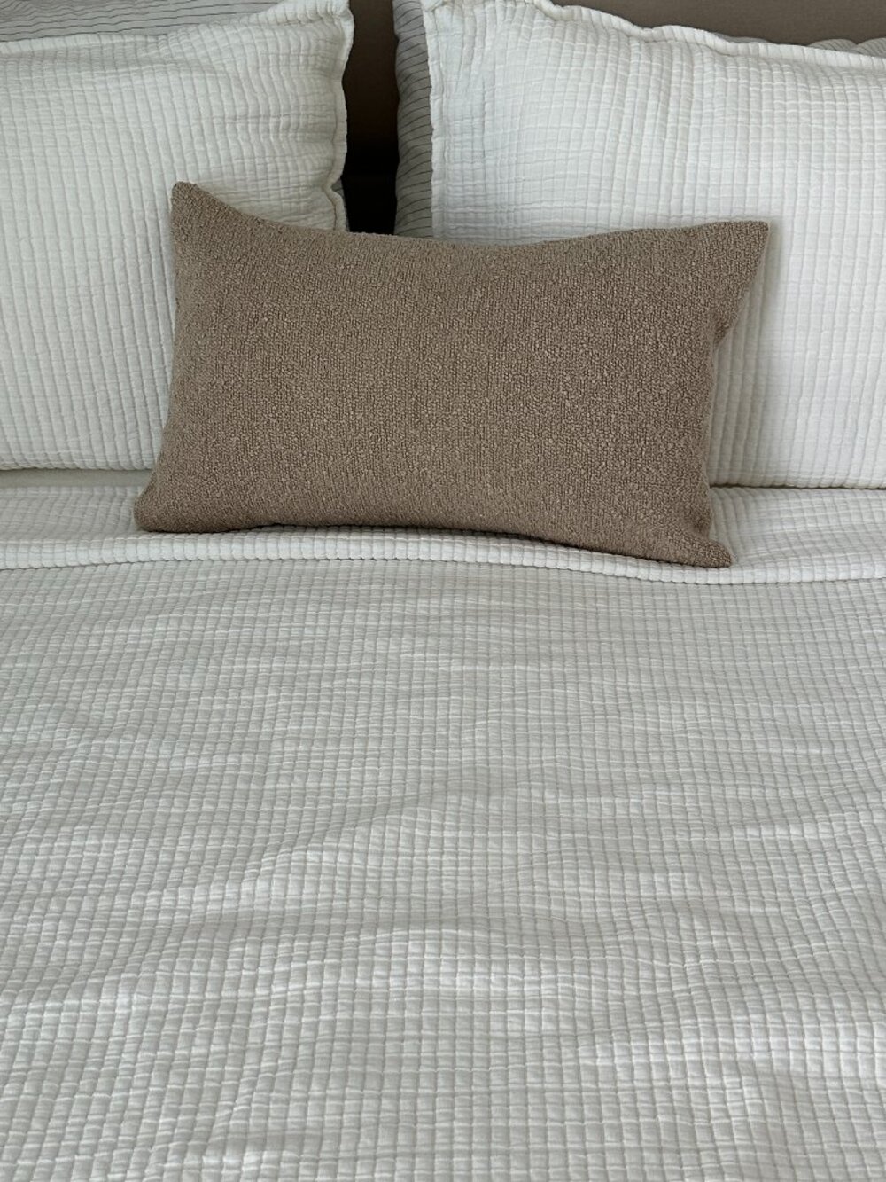 Textured Boucle Throw Pillow Cover Neutral Accent Solid Lumbar Pillow Case 12x20